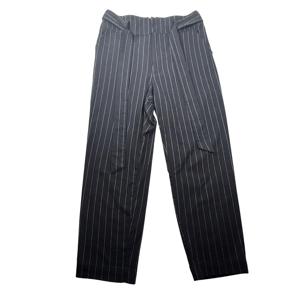Abercrombie & Fitch Size Large Navy‎ Pinstripe Tie Waist Ankle Pants #mc